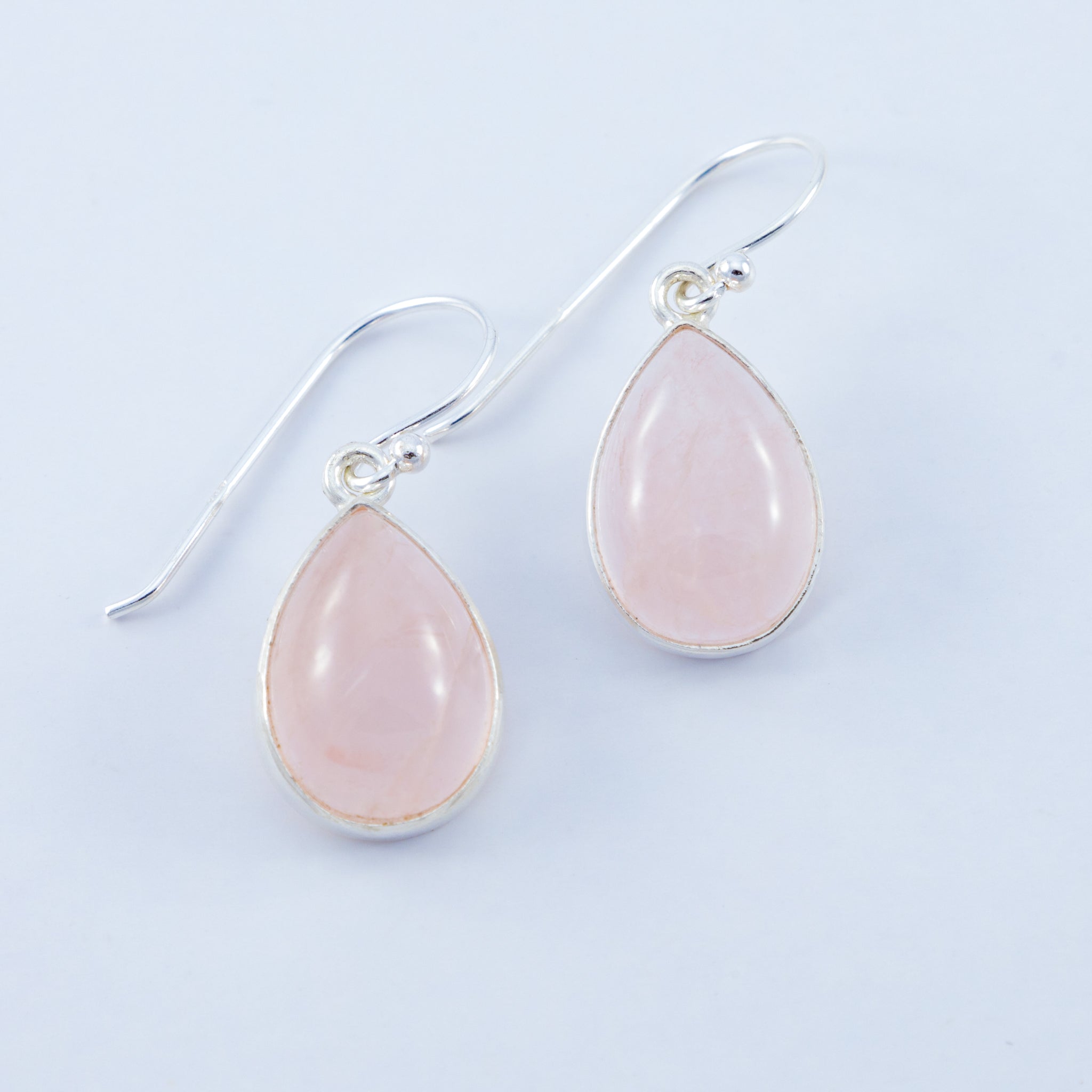 Pink Rose Quartz Drop Earrings, Pink Gemstone Teardrops Earrings ,Pink  Quartz Dangle Earrings,925 sterling silver Earrings.